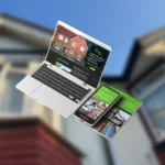 A laptop, mobile phone and tablet showing G.Card Roofing's new website