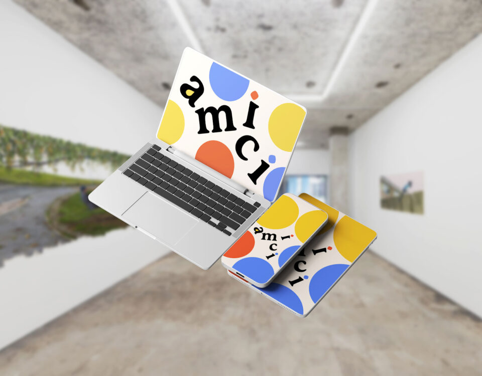 amici's website on a mobile phone, tablet and laptop