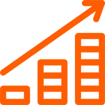 An orange bar graph showing growth