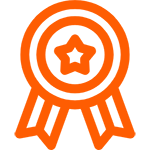 An orange award rosette