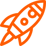 An orange rocket taking off