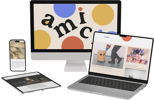 Multiple screens displaying Amici's website