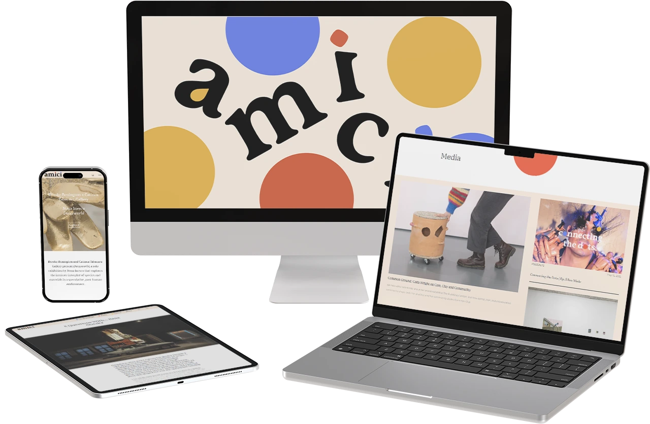 Multiple screens displaying Amici's website