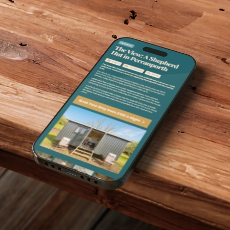 Woods 2 Waves booking page on mobile, where guests book and pay directly